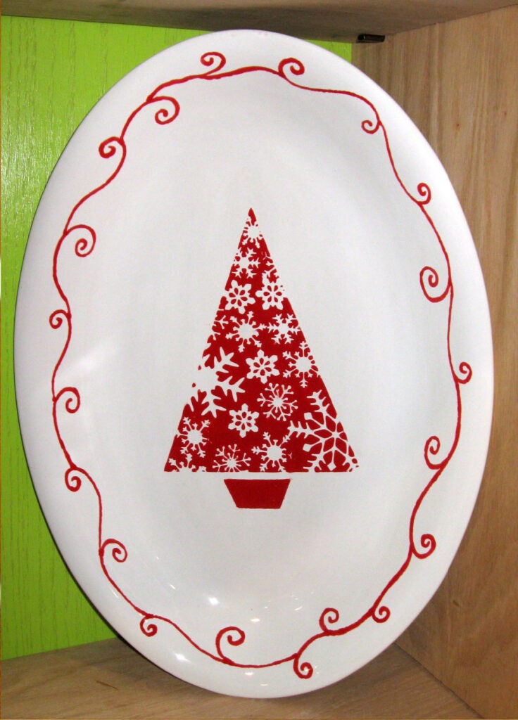Red Tree Oval Platter